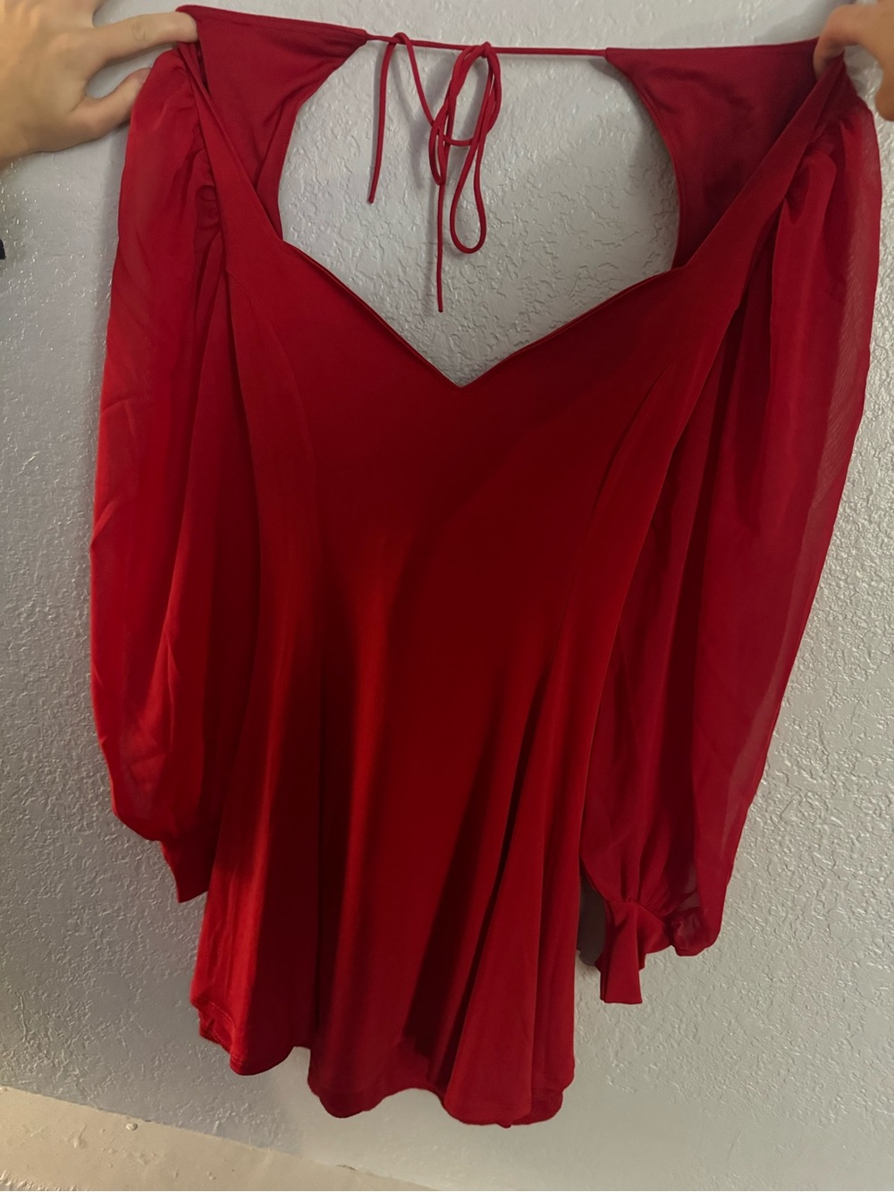 Lucy in the Sky Red V-Neck Puff Sleeve Tunic